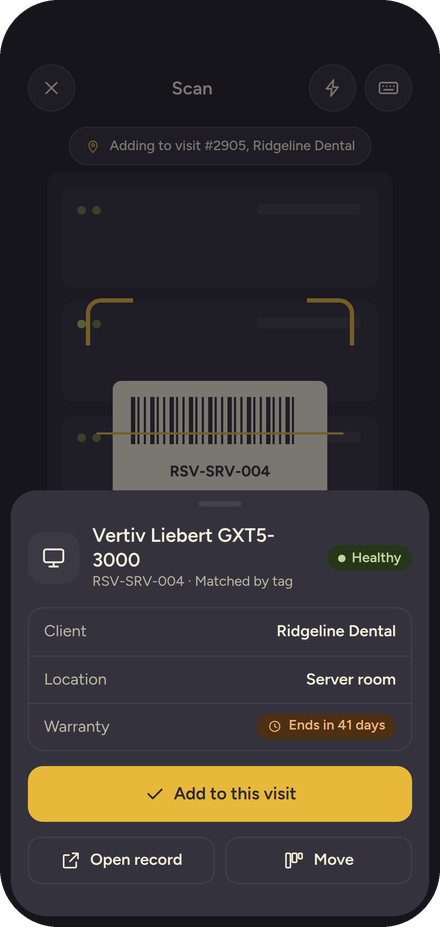 Scanning an asset: the resolver sheet