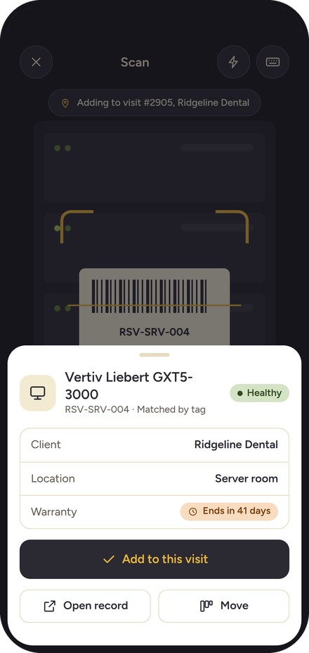 Scanning an asset: the resolver sheet